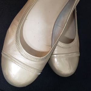 Cole Haan leather low wedge  Gold / Beige 11B ballerina style
